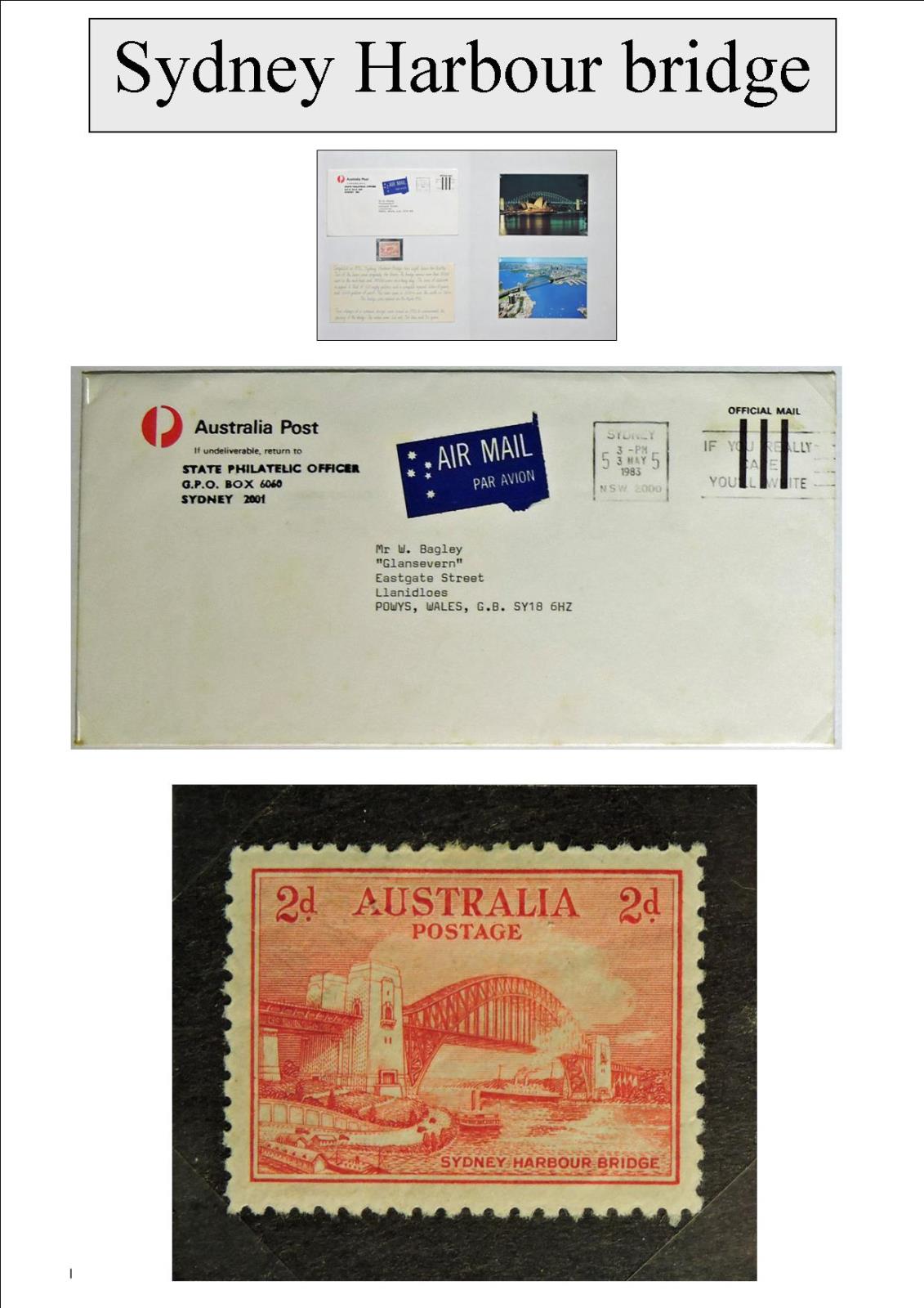 SYDNEY HARBOUR BRIDGE Llanidloes Philately